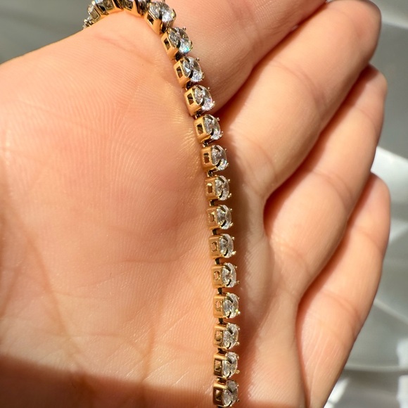 18K gold palette Tennis chain Gold Bracelet 
Zircon 
Stainless steel - Picture 11 of 13